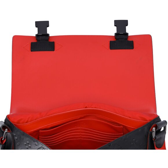 Christian Louboutin Rubyclick Messenger Shoulder Bag Black Red Leather - Picture 8 of 8